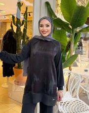 yanı fermuarlı bol paça takım siyah 5