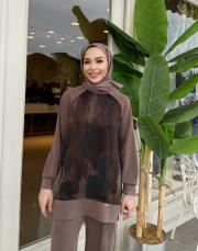 yanı fermuarlı bol paça takım vizon 3