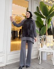 yanı fermuarlı bol paça takım antrasit 2