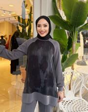 yanı fermuarlı bol paça takım antrasit 4