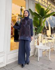 yanı fermuarlı bol paça takım lacivert