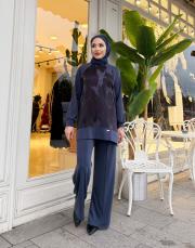 yanı fermuarlı bol paça takım lacivert 3