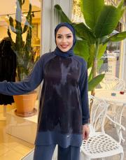 yanı fermuarlı bol paça takım lacivert 4