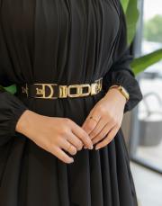 gold d tokalı lastikli kemer siyah