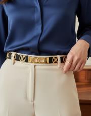 gold lv  tokalı lastikli kemer siyah