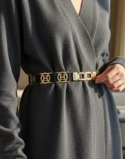 gold h tokalı lastikli kemer siyah