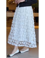 ithal tasarım güllü etek beyaz 4