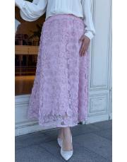 ithal tasarım güllü etek toz pembe 4