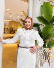 ithal tasarım güpürlü gömlek ekru 2