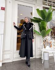 ithal taşlı şişme yelek siyah