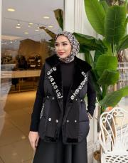 ithal taşlı şişme yelek siyah 2