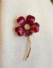 vintage çiçek broç fuşya