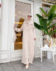 fermuarlı namaz elbisesi bej