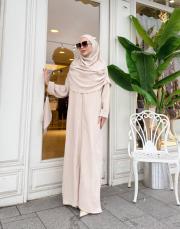 fermuarlı namaz elbisesi bej 2