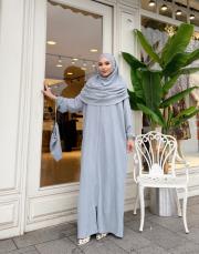 fermuarlı namaz elbisesi gri