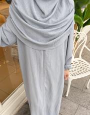 fermuarlı namaz elbisesi gri 4