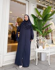 fermuarlı namaz elbisesi lacivert 2