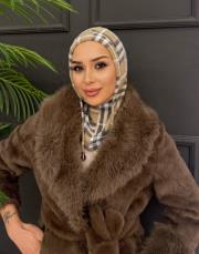 ekose desen balaklava bej