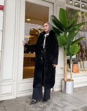 yaka kürklü angora siyah