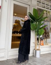 yaka kürklü angora siyah 4