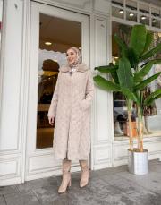 yaka kürklü angora bej