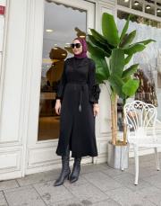 ithal kolu güllü kap siyah