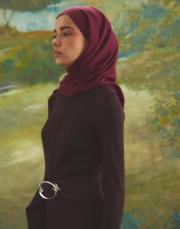 organik düz renk şal bordo 3