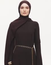 organik düz renk şal acı kahve 3