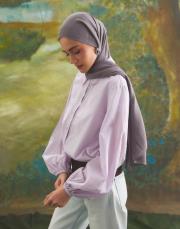 organik düz renk şal koyu gri 2