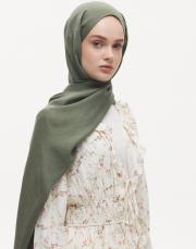 organik düz renk şal haki