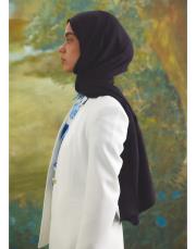 organik düz renk şal lacivert 2