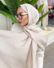 native desenli şal açık bej 2