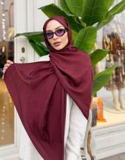 native desenli şal bordo