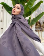 native desenli şal koyu gri