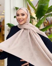 native desenli şal koyu bej 3