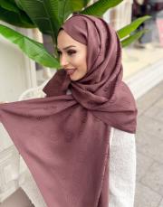 native desenli şal koyu pudra 4