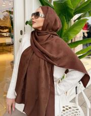 native desenli şal kahve