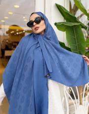 native desenli şal mavi