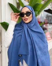 native desenli şal mavi 2