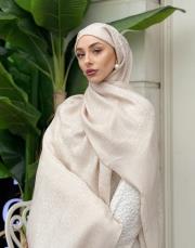 pera halka desenli şal açık bej