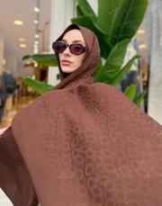 pera halka desenli şal acı kahve