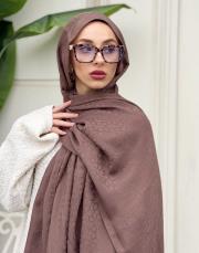 pera halka desenli şal sütlü kahve