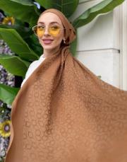 pera halka desenli şal hardal