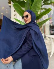 pera halka desenli şal lacivert