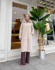 yaka kürklü incili angora bej