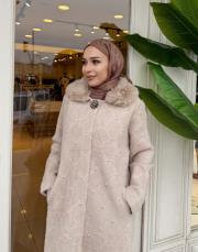 yaka kürklü incili angora bej 4