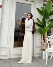 plise detay etekli pantolon bej 4