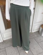 plise detay etekli pantolon haki 4