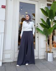 plise detay etekli pantolon antrasit 3