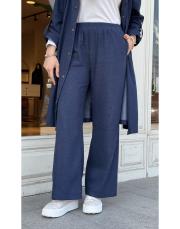 beli lastikli tensel bol paça pantolon lacivert